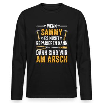 Lustiges Sammy Handwerker Heimwerker Sprüche - Männer Premium Bio Langarmshirt - Schwarz - Vorne - Nico (187cm)