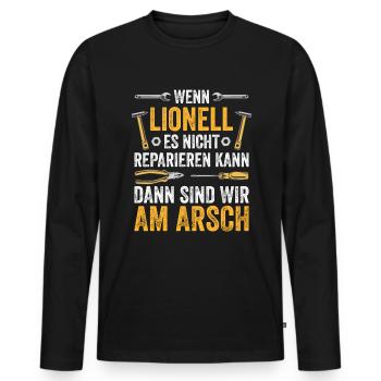 Lustiges Lionell Handwerker Heimwerker Sprüche - Männer Premium Bio Langarmshirt - Schwarz - Vorne - Nico (187cm)