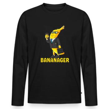 Lustige Manager Banane Erfolg Business Anzug - Männer Premium Bio Langarmshirt - Schwarz - Vorne - Nico (187cm)