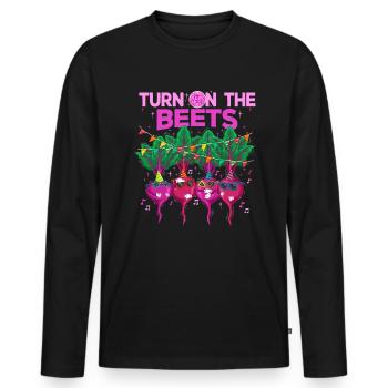Lustiges Rote Bete Wortspiel Turn On The Beets - Männer Premium Bio Langarmshirt - Schwarz - Vorne - Nico (187cm)