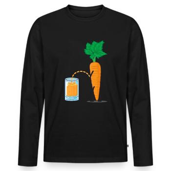 Witzige Karotte Karottensaft - Männer Premium Bio Langarmshirt - Schwarz - Vorne - Nico (187cm)