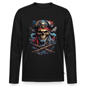 Pirate's Skull: Dark Pirate Tradition - Men's Premium Organic Long Sleeve Shirt - black - Front - Nico (187cm)