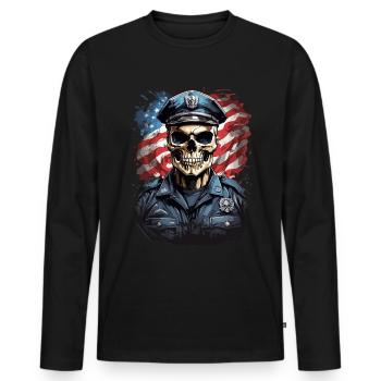 US-Polizei-Schädel - Männer Premium Bio Langarmshirt - Schwarz - Vorne - Nico (187cm)
