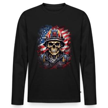 Brigade des pompiers des États-Unis Totenkopf - T-shirt manches longues Premium bio Homme - noir - Devant - Nico (187cm)