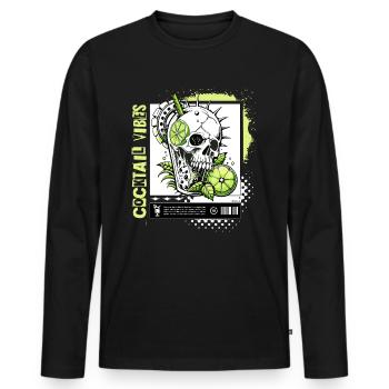 Mojito Cocktail Crâne Totenkopf Caipirinha FS0219 - T-shirt manches longues Premium bio Homme - noir - Devant - Nico (187cm)