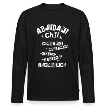 Chief Warrant Officer: Unwavering Leader! - Men's Premium Organic Long Sleeve Shirt - black - Front - Nico (187cm)