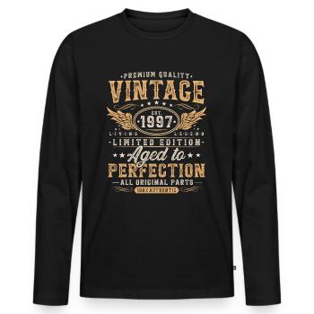 Millésime 1997 Vintage Born Cadeau d’anniversaire - T-shirt manches longues Premium bio Homme - noir - Devant - Nico (187cm)