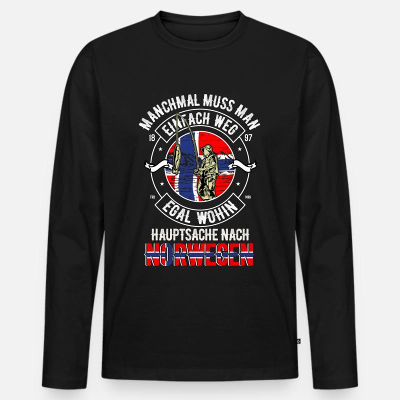 Angeln Norwegen - Männer Premium Bio Langarmshirt - Schwarz