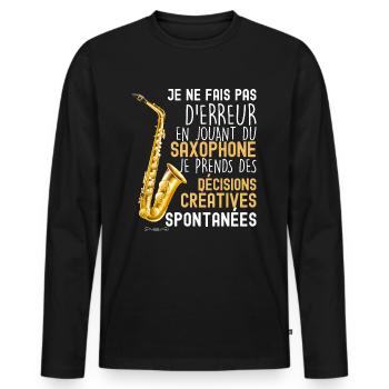 Saxophone humour drole - T-shirt manches longues Premium bio Homme - noir - Devant - Nico (187cm)