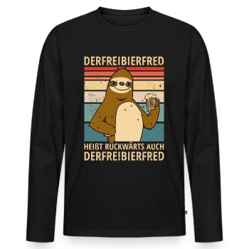 Faultier Spruch Bier Derfreibierfred Party Saufen - Männer Premium Bio Langarmshirt - Schwarz - Vorne - Nico (187cm)