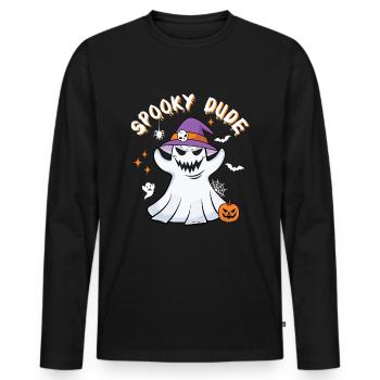 Spooky Dude Kumpel Geist Spuk Halloween - Männer Premium Bio Langarmshirt - Schwarz - Vorne - Nico (187cm)