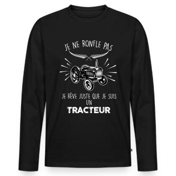 Je Suis Tracteur Idée Cadeau Humour Homme - T-shirt manches longues Premium bio Homme - noir - Devant - Nico (187cm)