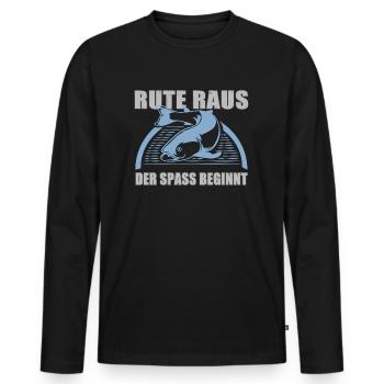 Rute raus der spass beginnt angeln Angel Fisch - Männer Premium Bio Langarmshirt - Schwarz - Vorne - Nico (187cm)