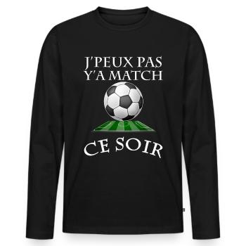 Match de Foot Ce Soir Cadeau Homme - T-shirt manches longues Premium bio Homme - noir - Devant - Nico (187cm)