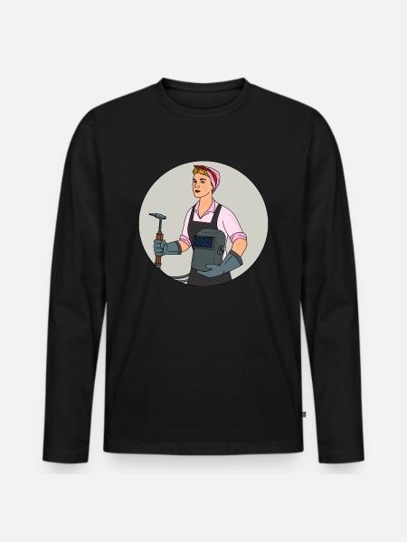 Welder outfit for welders - Men's Premium Organic Long Sleeve Shirt - black