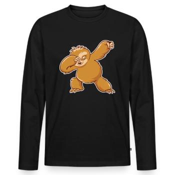 Dabbing Faultier Outfit für Fans der Faultiere - Männer Premium Bio Langarmshirt - Schwarz - Vorne - Nico (187cm)