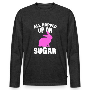 Joyeux lapin de Pâques drôle de jour de Pâques - T-shirt manches longues Premium bio Homme - anthracite chiné - Devant - Nico (187cm)