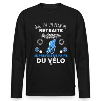 Homme retraité passionné de montagne de vélo - T-shirt manches longues Premium bio Homme - noir - Devant - Nico (187cm)