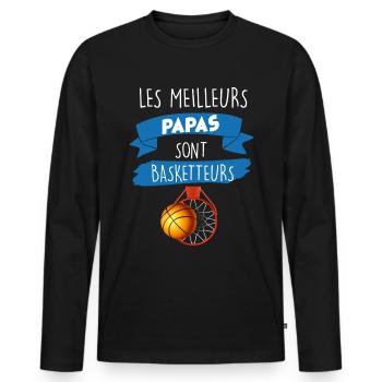 Les meilleurs papas son basketteur basket homme - T-shirt manches longues Premium bio Homme - noir - Devant - Nico (187cm)