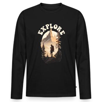 Explorez Trekking Adventure - T-shirt manches longues Premium bio Homme - noir - Devant - Nico (187cm)