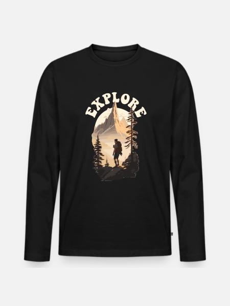 Explore Trekking Adventure - Men's Premium Organic Long Sleeve Shirt - black