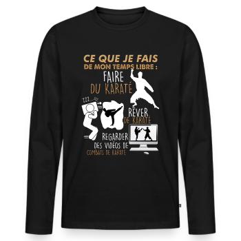 Karaté Temps Libre Sport Arts Martiaux - T-shirt manches longues Premium bio Homme - noir - Devant - Nico (187cm)