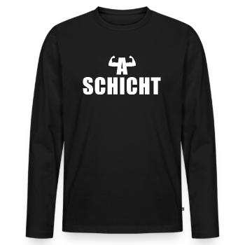 A Schicht Schichtarbeiter - Männer Premium Bio Langarmshirt - Schwarz - Vorne - Nico (187cm)