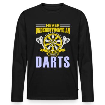 Darts Player Steeldart Funny Dart 180 Darts - Männer Premium Bio Langarmshirt - Schwarz - Vorne - Nico (187cm)