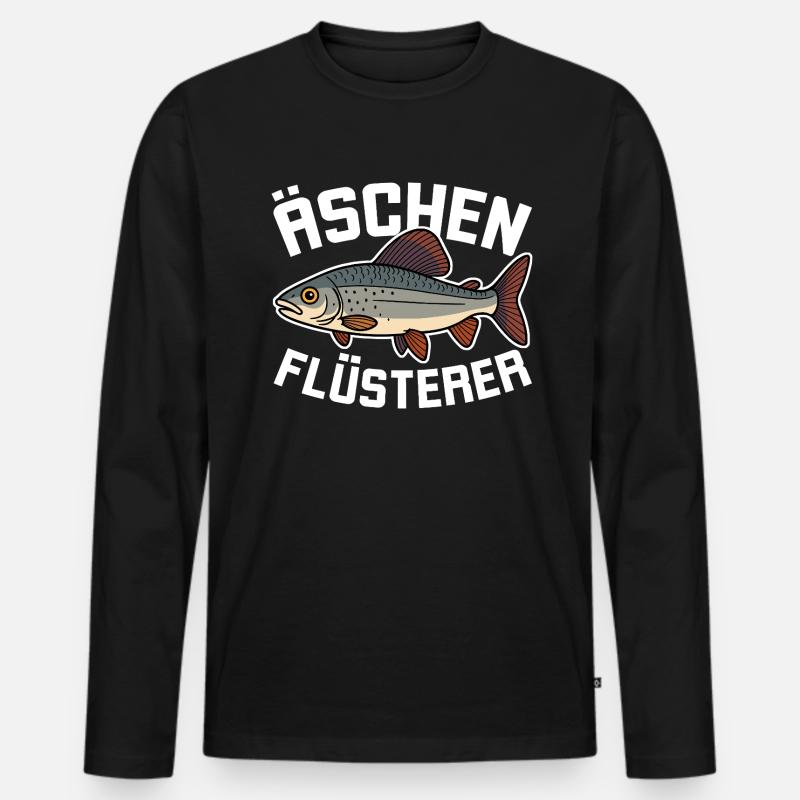Äschen Flüsterer - Männer Premium Bio Langarmshirt - Schwarz