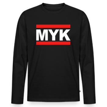 Myk - Mayen - Motiv für Mayener Jungs und Mädels - Männer Premium Bio Langarmshirt - Schwarz - Vorne - Nico (187cm)