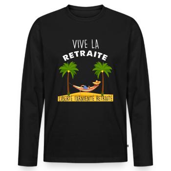 Vive La Retraite Citation Marrante Homme Retraité - T-shirt manches longues Premium bio Homme - noir - Devant - Nico (187cm)