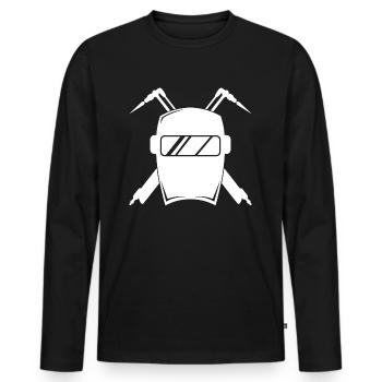 Welder helmet outfit for proud metalworkers - Men's Premium Organic Long Sleeve Shirt - black - Front - Nico (187cm)