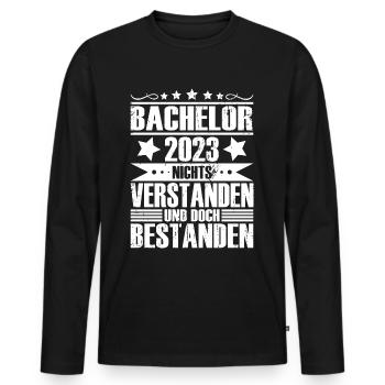 Bachelor 2023 - Männer Premium Bio Langarmshirt - Schwarz - Vorne - Nico (187cm)