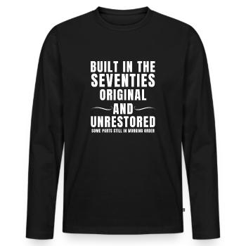 Construit dans les soixante-dix Original et non restauré - T-shirt manches longues Premium bio Homme - noir - Devant - Nico (187cm)