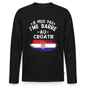 Je Peux Pas J'me Barre Au Croatie Vacances - T-shirt manches longues Premium bio Homme - noir - Devant - Nico (187cm)