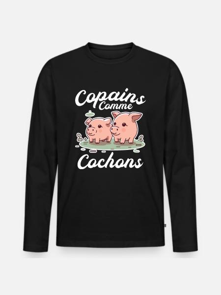 Copains Comme Cochon Citation Homme Meilleur Ami - T-shirt manches longues Premium bio Homme - noir