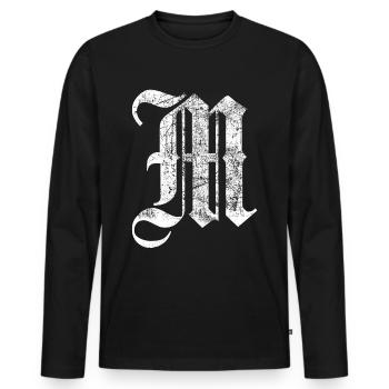 Tshirt alphabet initial M - T-shirt manches longues Premium bio Homme - noir - Devant - Nico (187cm)