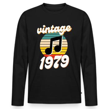 né 1979 millésime 79 idée cadeau anniversaire - T-shirt manches longues Premium bio Homme - noir - Devant - Nico (187cm)