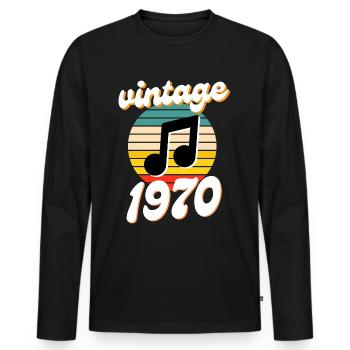 né 1970 millésime 70 idée cadeau anniversaire - T-shirt manches longues Premium bio Homme - noir - Devant - Nico (187cm)