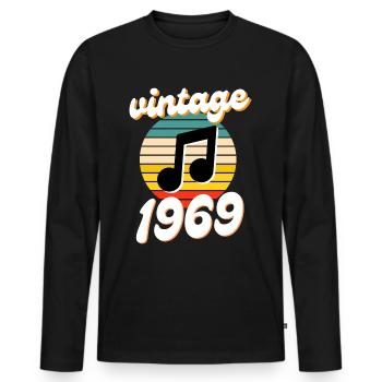 né 1969 année 69 idée cadeau anniversaire - T-shirt manches longues Premium bio Homme - noir - Devant - Nico (187cm)