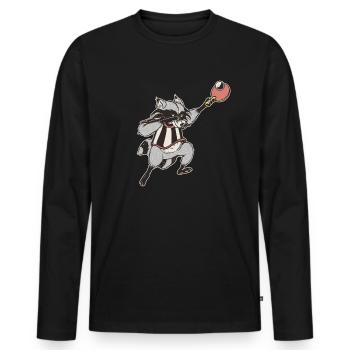 Tischtennis Outfit Damen Katze - Männer Premium Bio Langarmshirt - Schwarz - Vorne - Nico (187cm)
