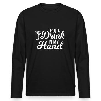 Give me a drink - Men's Premium Organic Long Sleeve Shirt - black - Front - Nico (187cm)
