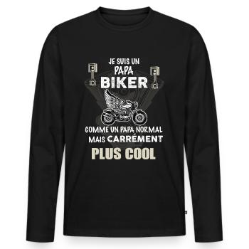 Papa biker motard moto - T-shirt manches longues Premium bio Homme - noir - Devant - Nico (187cm)