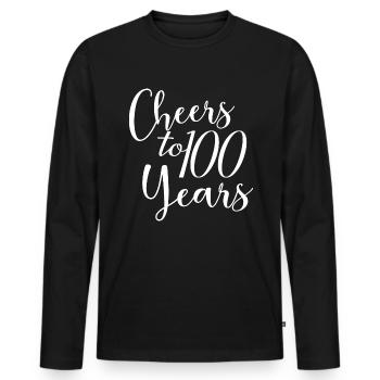 Vive le 100e anniversaire de 100 ans - T-shirt manches longues Premium bio Homme - noir - Devant - Nico (187cm)