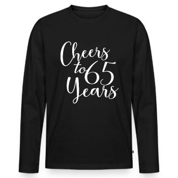 Cheers To 65 Years 65th Birthday Anniversary - Men's Premium Organic Long Sleeve Shirt - black - Front - Nico (187cm)