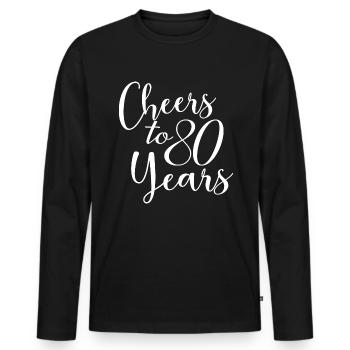 Vive le 80e anniversaire de ses 80 ans - T-shirt manches longues Premium bio Homme - noir - Devant - Nico (187cm)