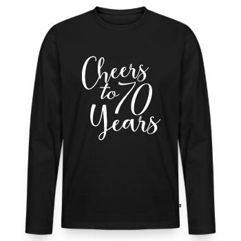 Cheers To 70 Years 70th Birthday Anniversary - Men's Premium Organic Long Sleeve Shirt - black - Front - Nico (187cm)