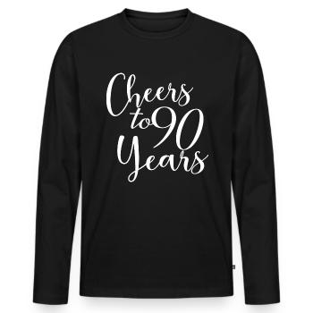 Prost auf 90 Jahre 90. Geburtstag - Männer Premium Bio Langarmshirt - Schwarz - Vorne - Nico (187cm)