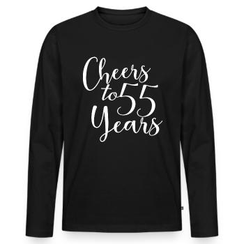 Cheers To 55 Years 55th Birthday Anniversary - Men's Premium Organic Long Sleeve Shirt - black - Front - Nico (187cm)