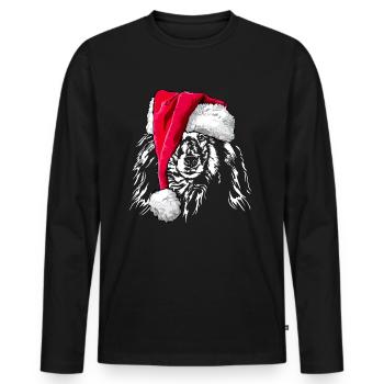 COLLIE with hatches Christmas - Men's Premium Organic Long Sleeve Shirt - black - Front - Nico (187cm)